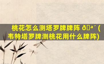 桃花怎么测塔罗牌牌阵 🪴 (韦特塔罗牌测桃花用什么牌阵)